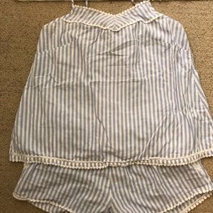 Cotton Pinstripe Shorts and Tank Top Pajama Set